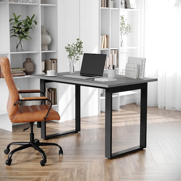 Flash Furniture Redmond 48x30 Conf Tbl w/1in. Thick Dbl Sided Laminate Tbl Top w/PVC and U-Frame Steel Bse, Gry Oak MT-M4830-LTGRY-UBF-GG - main